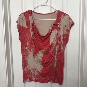 Calvin Klein Pink Zipper Short Sleeve Blouse Shirt